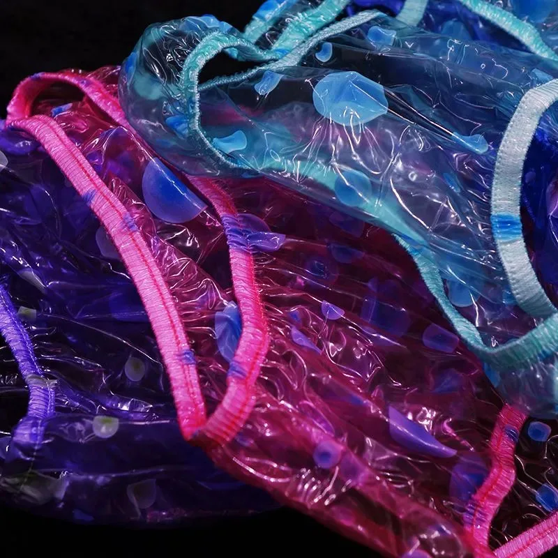 Slip sexy da uomo in plastica PVC trasparente impermeabile da donna Soft Bubble Dot Vita bassa a metà Lingerie erotica Fetish ABDL Mutandine leggere