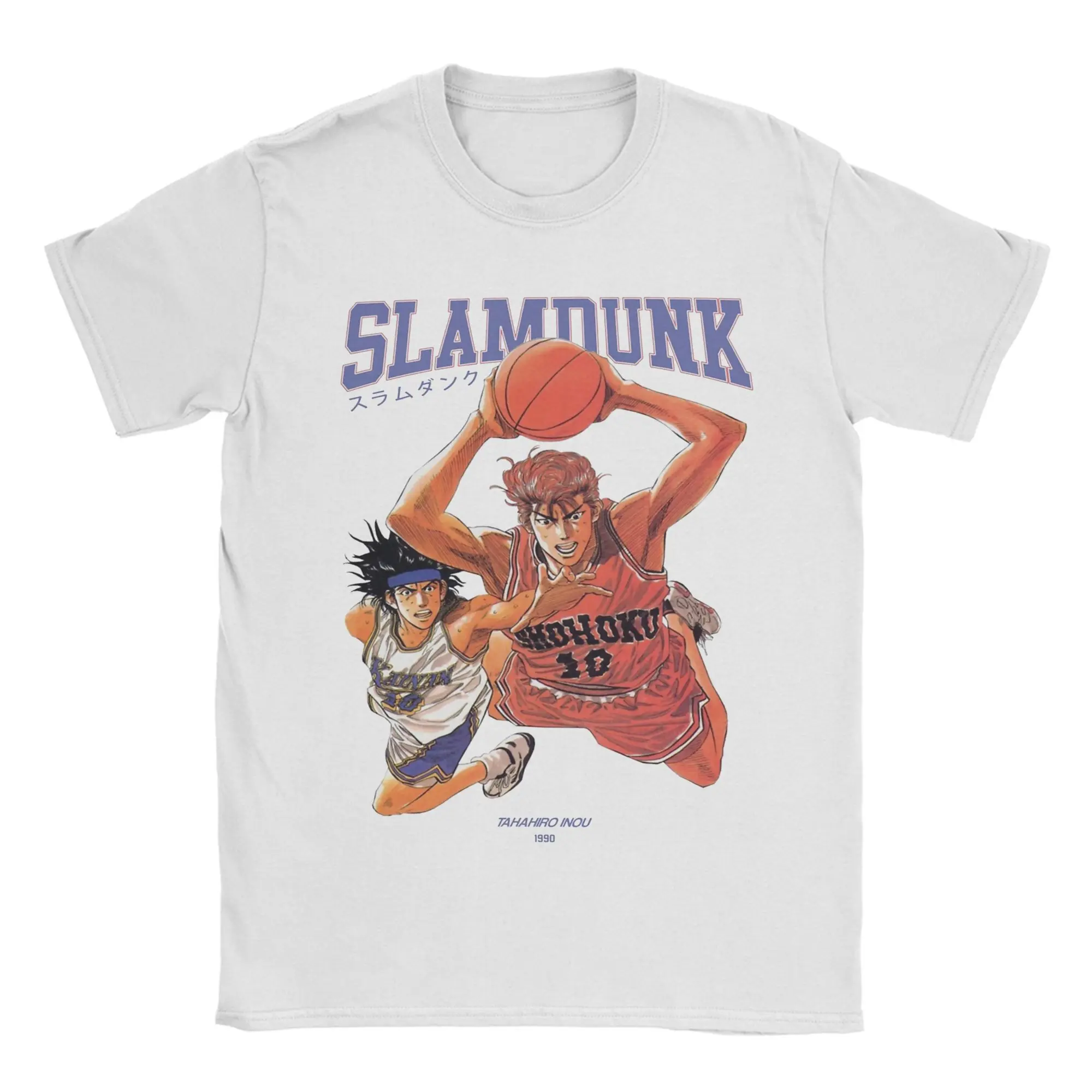 Винтажные футболки Slam Dunk Anime Manga, мужские футболки с круглым воротником из чистого хлопка, футболка с короткими рукавами, идея подарка, одежда