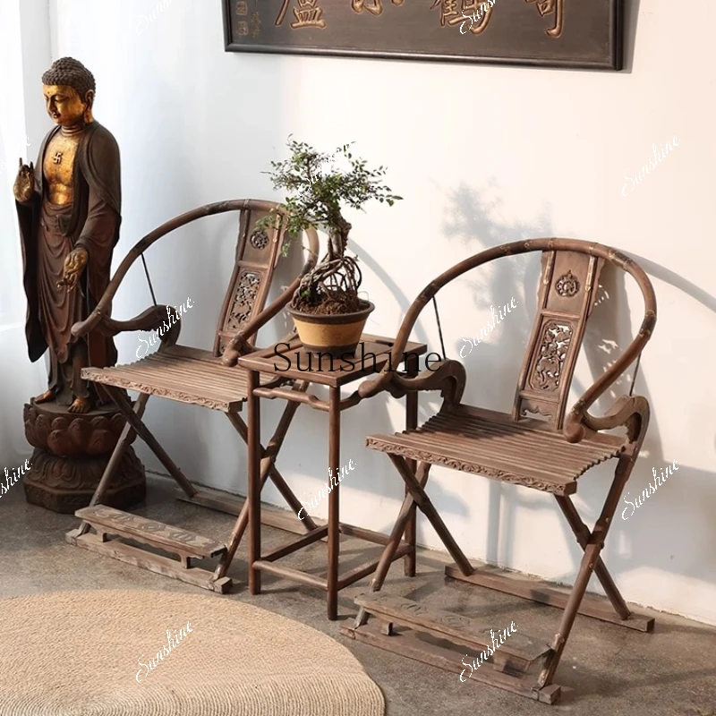 Folding antique old furniture throne Taishi chair Ming and Qing ancient objects rosewood  FT
