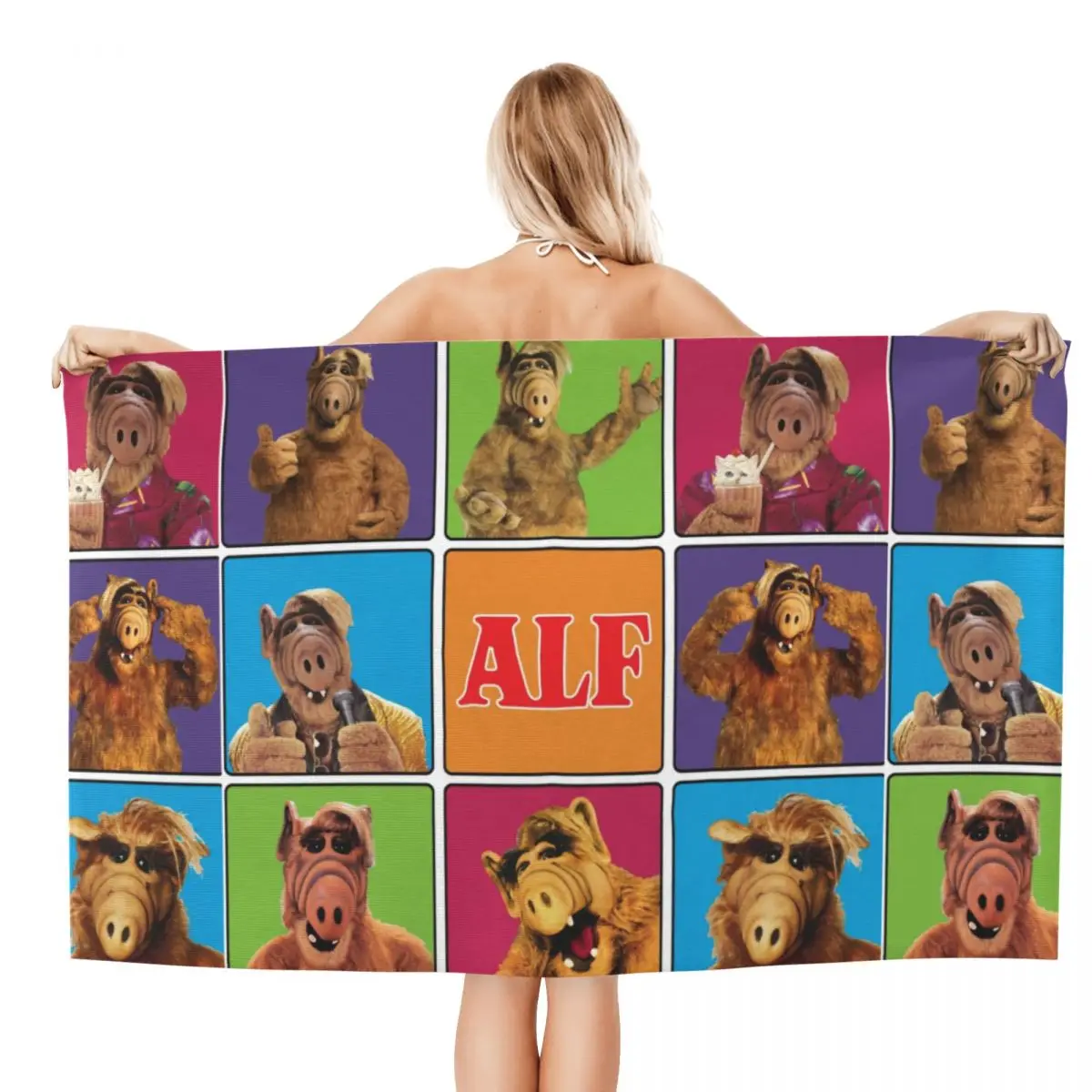 Alien Life Form ALF Meme Collage Beach Bath Towel Microfiber Tv Show Pool Towels