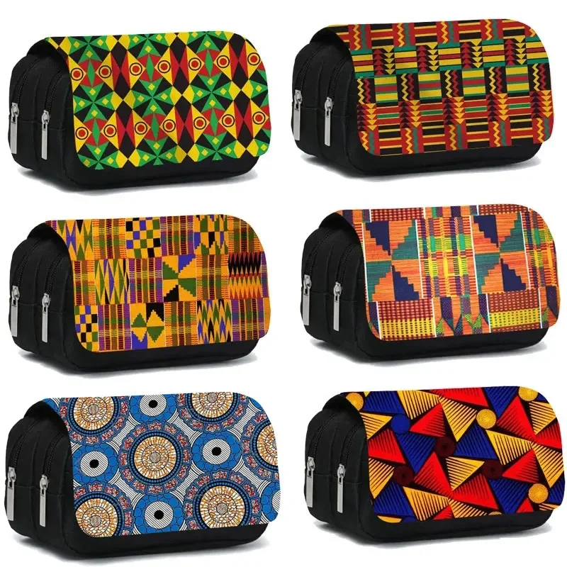 African Print Woman Cosmetic Case Afro Pencil Bag Fashion Girls Stationary Bag School Teenager Case Supplies Pencil Box