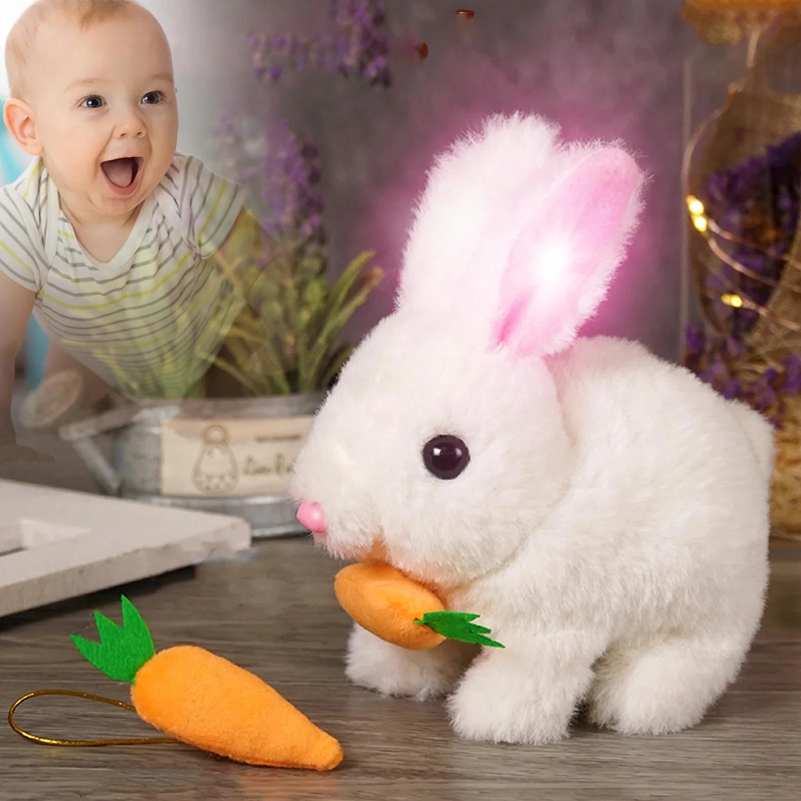 Interactive Electronic Pet Realistic Plush Bunny Toy Cute Soft Robot Rabbit That Walk And Sound Birthday Gift for Kids Boys