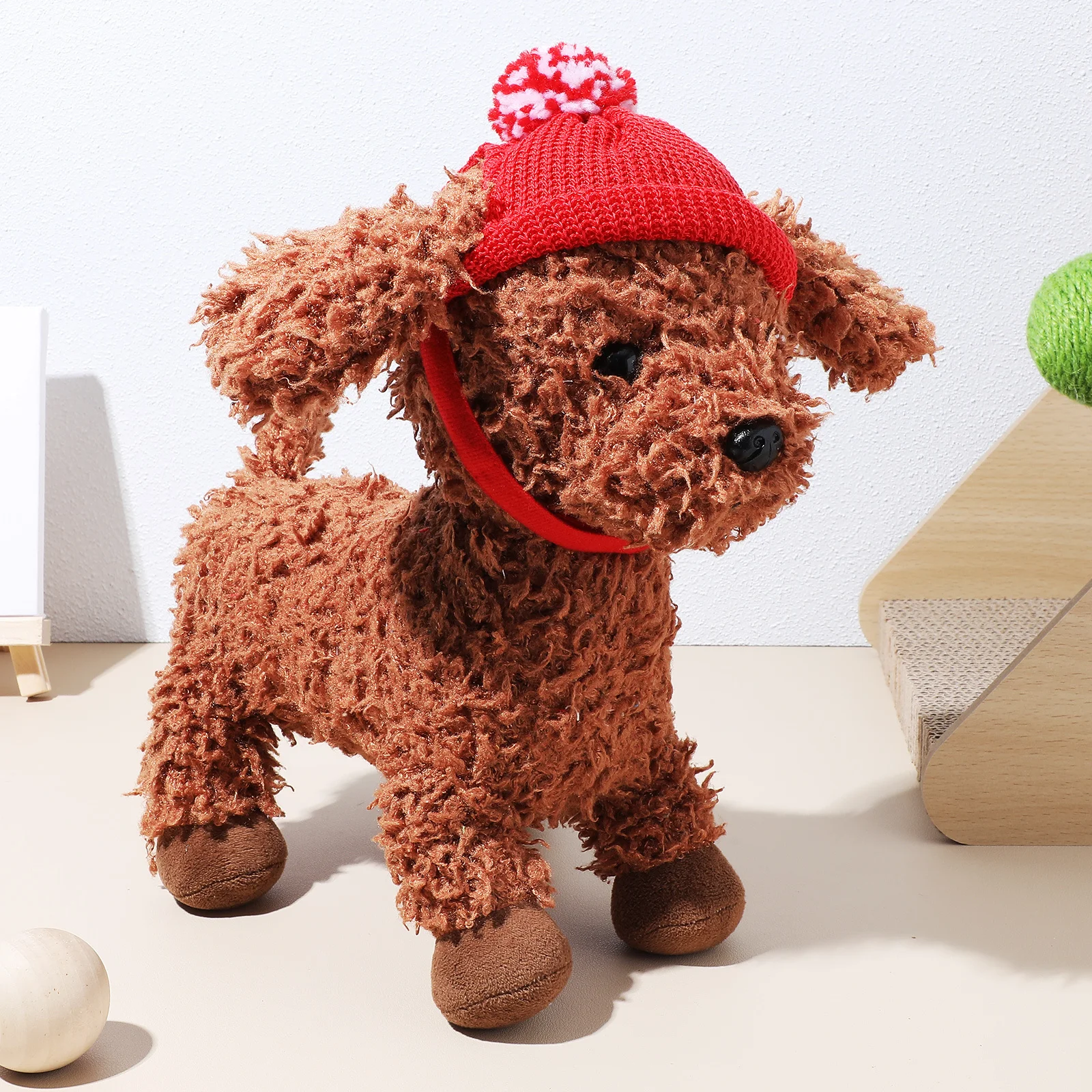 

Pet Christmas Red Hat Warm Knitting Wool Santa Ears Cat Dog Puppy Yarn Ball Winter Party Pet Hat Cat Christmas Hats