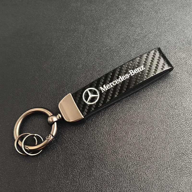 2024 New Metal Leather Car Logo Keyring Luxury Keychain For Mercedes Benz AMG A B C E S GLA GLB GLC GLE CLA G ML R Accessories