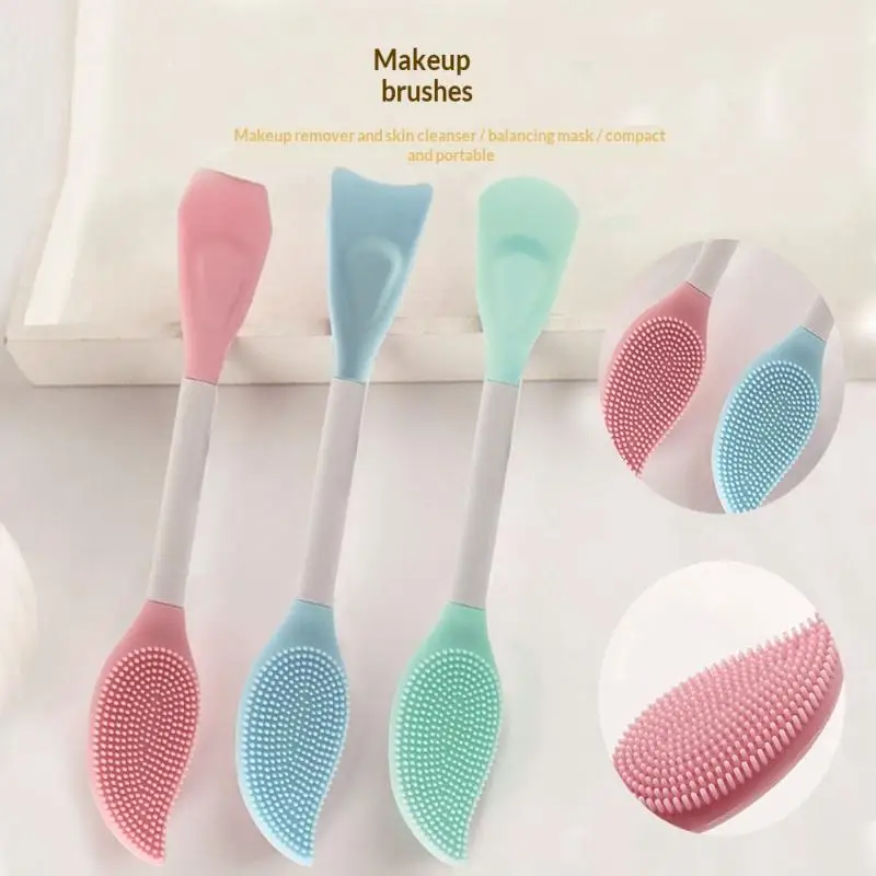 【Peace】Doppelkopf-Gesichtsmaskenbürste, Silikon-Applikator, Löffel, Spatel, Rührstab, Frauen, Haut, Gesichtsreinigung, Pflege, Make-up-Werkzeug