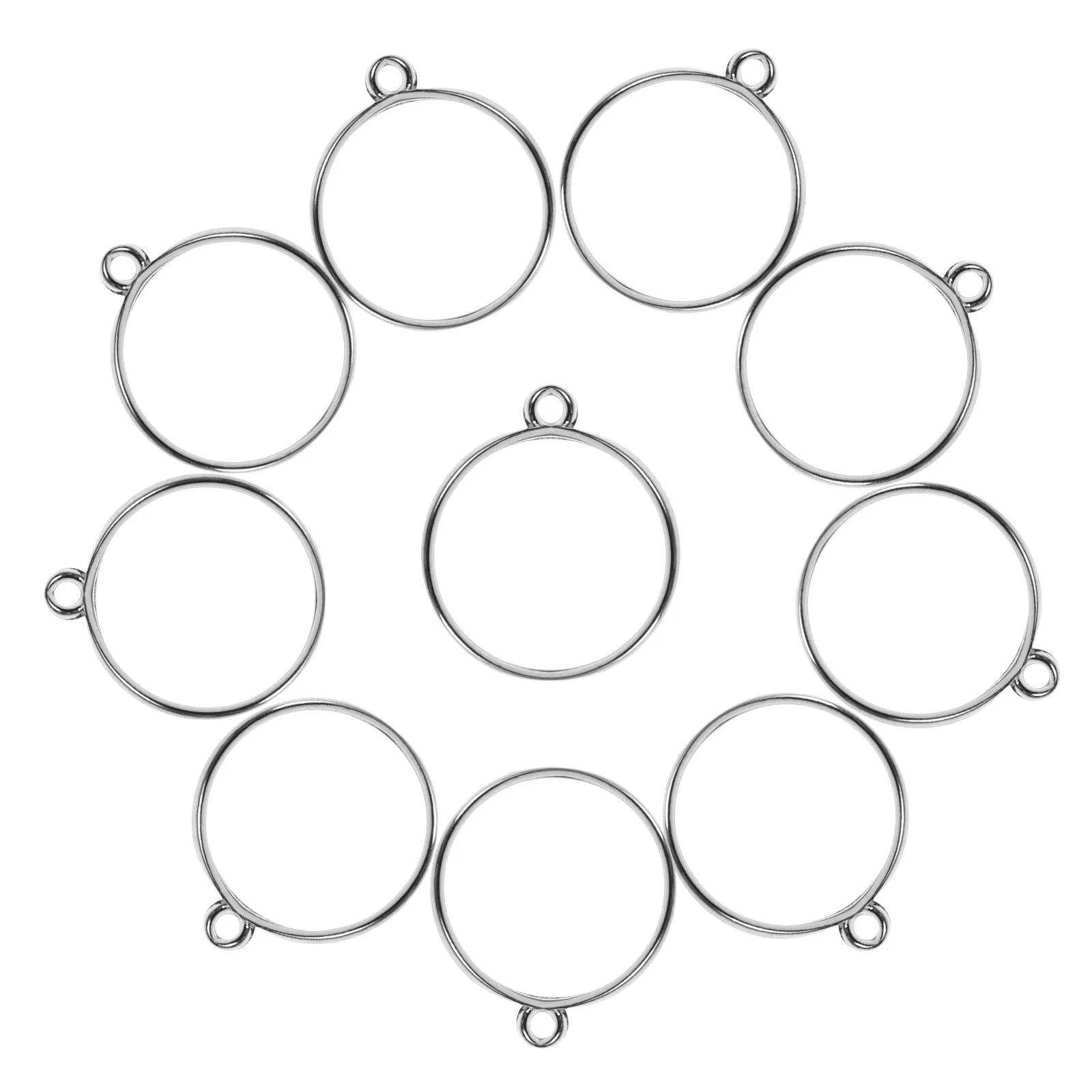 

20Pcs Round Hollow Open Back Bezel Pendants Alloy Blank Frames for Jewelry Making DIY Resin Crafts Necklace Keychain Accessories
