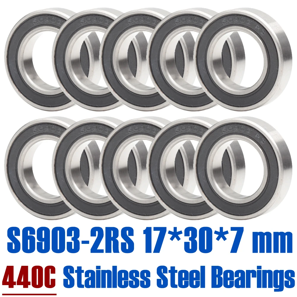 S6903RS Bearing 17*30*7 mm ABEC-3 ( 10 PCS ) 440C Stainless Steel S 6903RS Ball Bearings 6903 Stainless Steel Ball Bearing