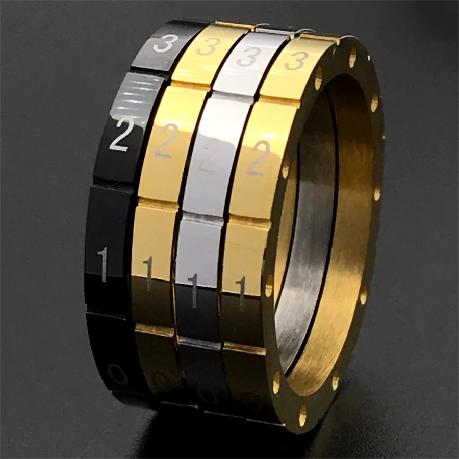 2MM Wide 4 Pieces Multi-Combination Rings Men And Women Mixed Color Stainless Steel Arabic Numeral Personality Rock Jewelry