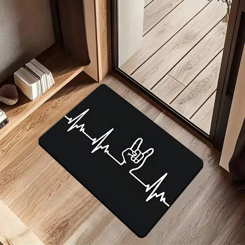 Minimalist Black and White Border Small Character Door Mat Suitable for Decor in Entrance Kitchens Door Mats Can Be Given Gifts