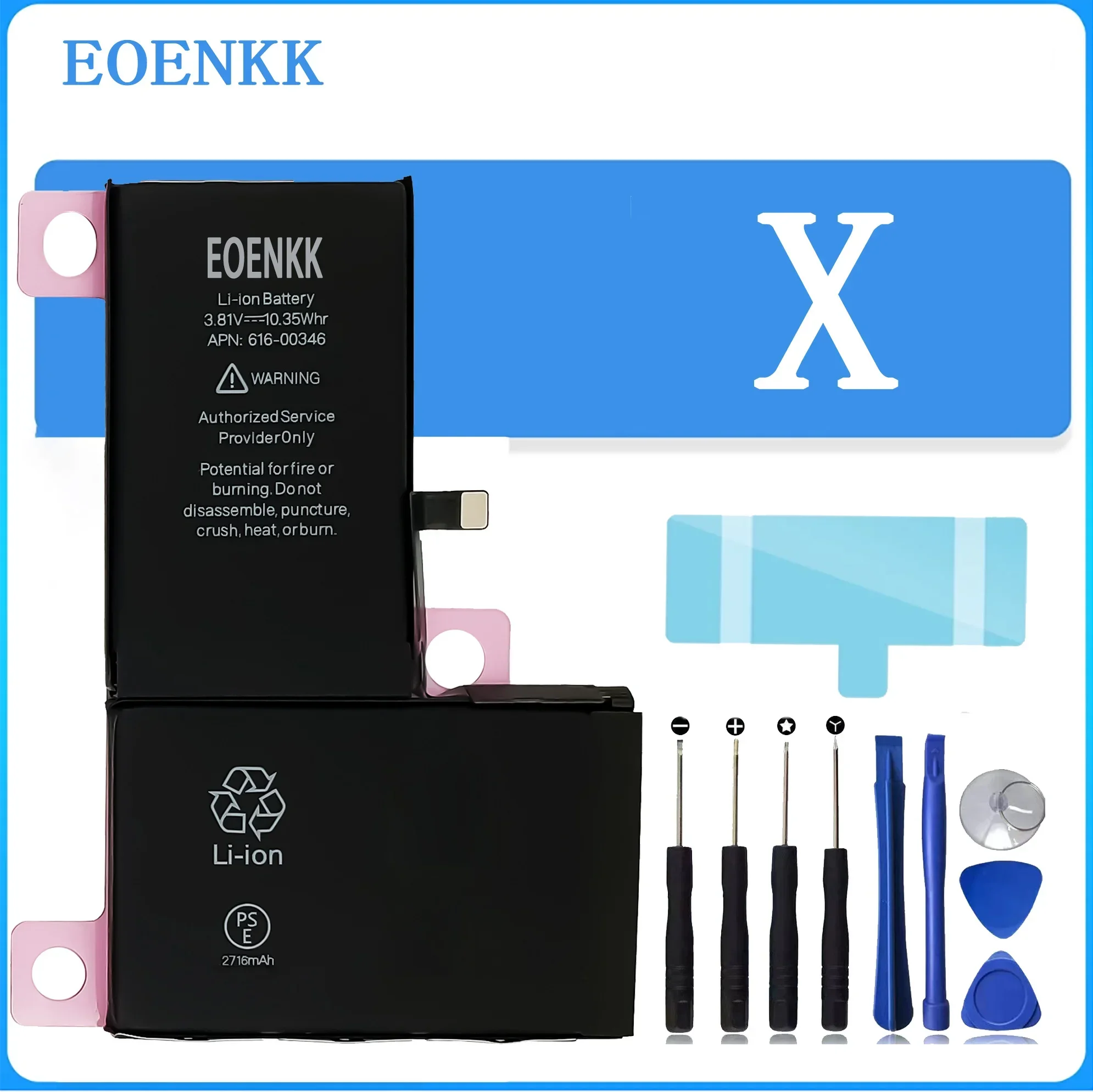 EOENKK 2691Mah Battery For APPLE IPhone X IP8X IX IPHONEX Repair Part High Capacity Replacement Phone Batteries Bateria for iphone 14 plus 100set battery adhesive strip sticker