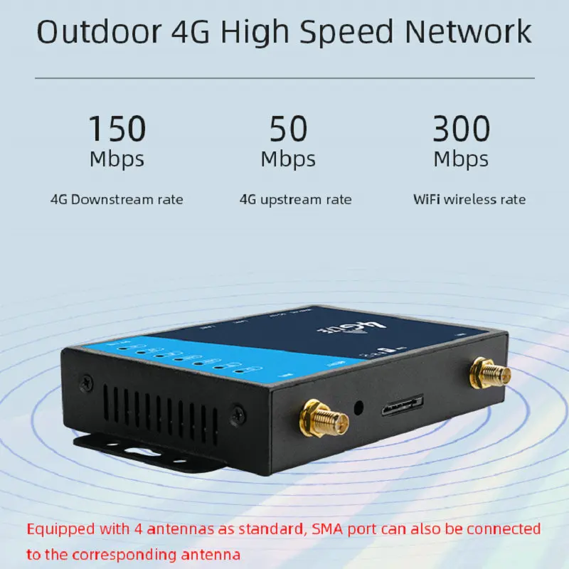 LT220 4G Industrial CPE Router Outdoor LTE Sim Card Portable Mobile Hotspot 300Mbps External Antenna 32Users