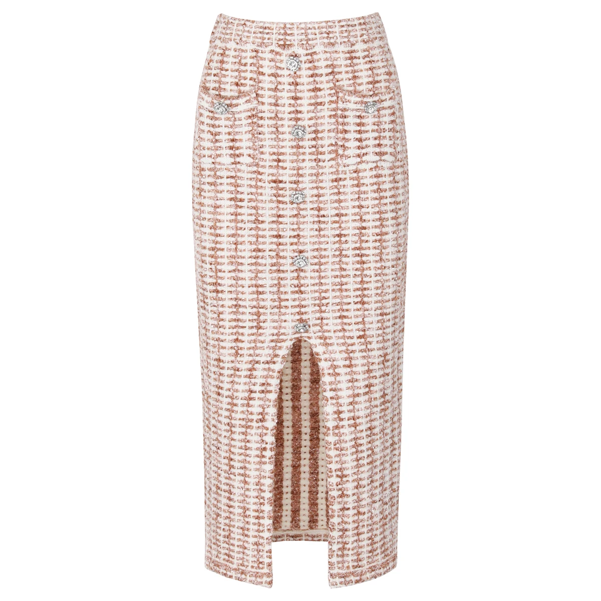 

25311 Высококачественная весенне-осенняя новая стильная женская модная модная трикотажная юбка с разрезом для ногтей и бисером на бедрах