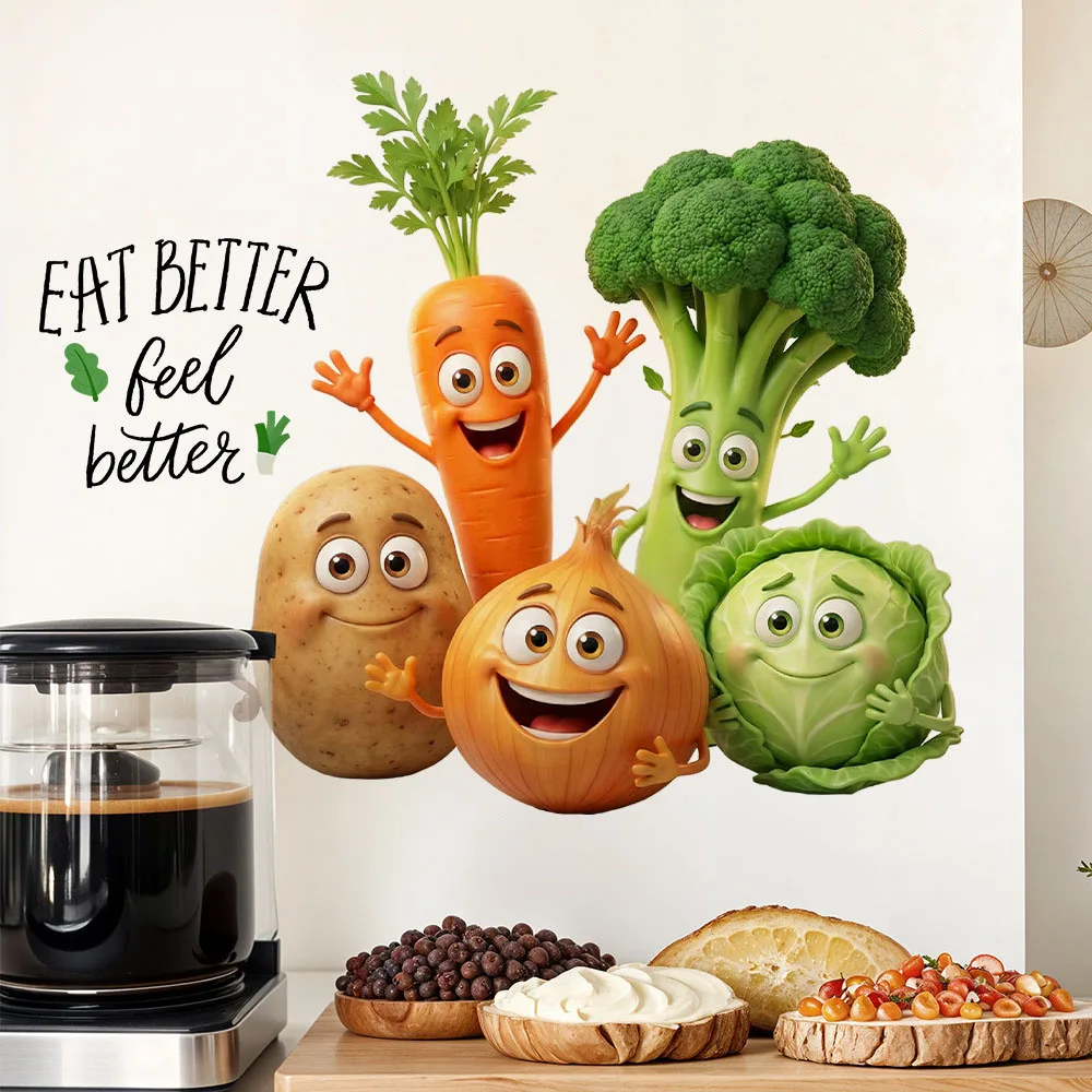 Funny Cartoon Vegetables Wall Decal - 