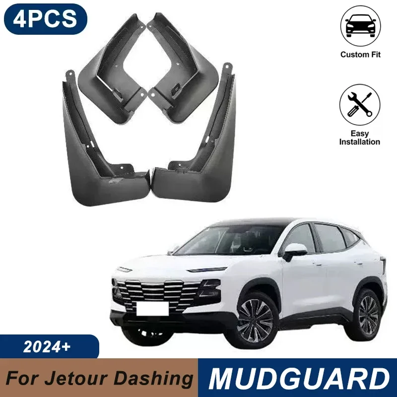 4PCS Car Mud Flaps For Jetour Dashing 2024+ Waterproof Anti-Splash Fender Mudguards Auto Exterior Accessories