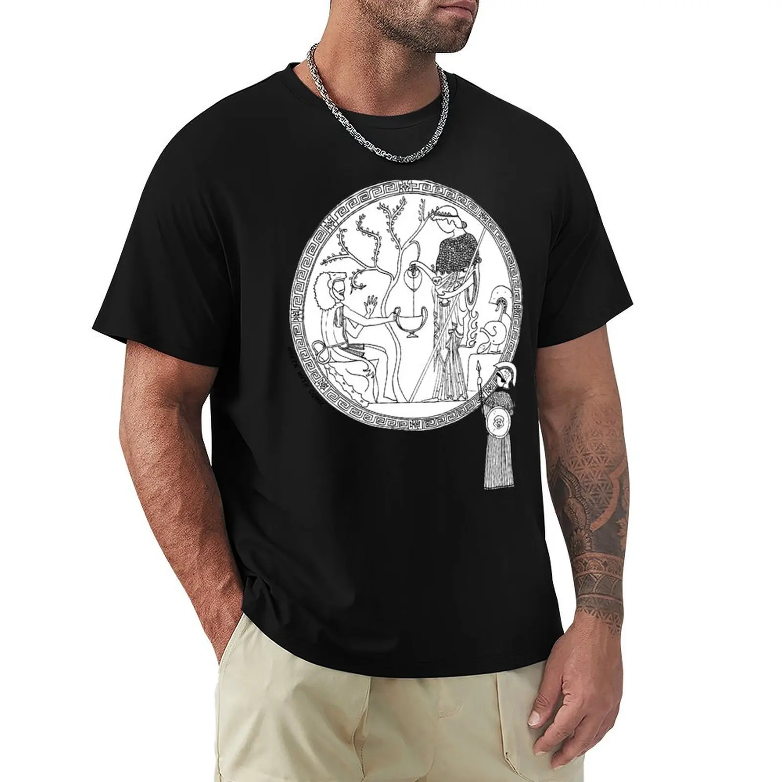 

Greek Myth Comix - Athene and Heracles roundel T-Shirt custom t shirt hippie clothes Personalized t-shirt funny t shirts men