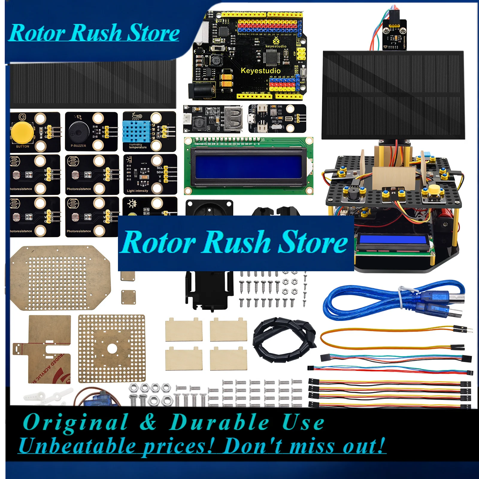 RoRuSKeyestudio Acrylic Smart Solar Tracker System Tracking Starter Kit For Arduino STEM Programming Kit DIY Mobile Phone Chargi