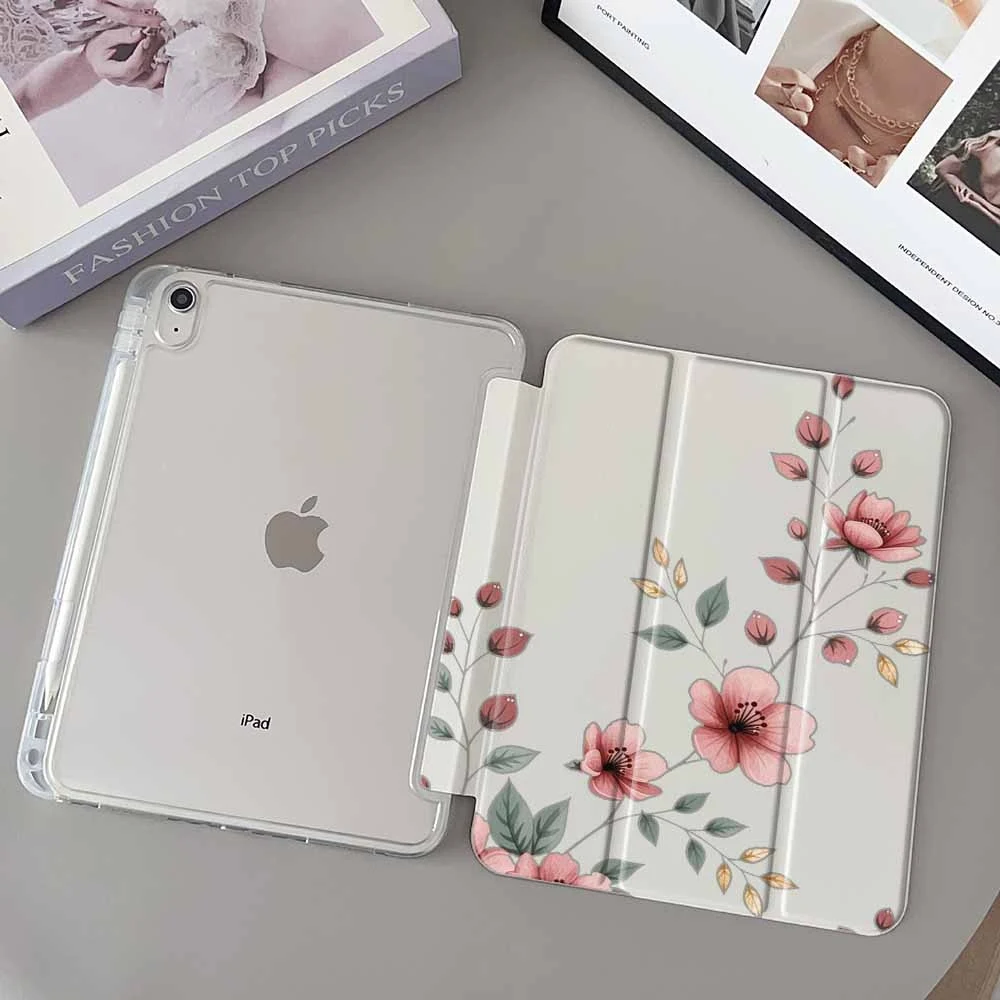 Vintage pink floral pattern For Samsung Galaxy Tab A8 A9 A11 S6 S7 S8 S9 S10 S11 FE Plus Lite With Pen Slot Tablet Case