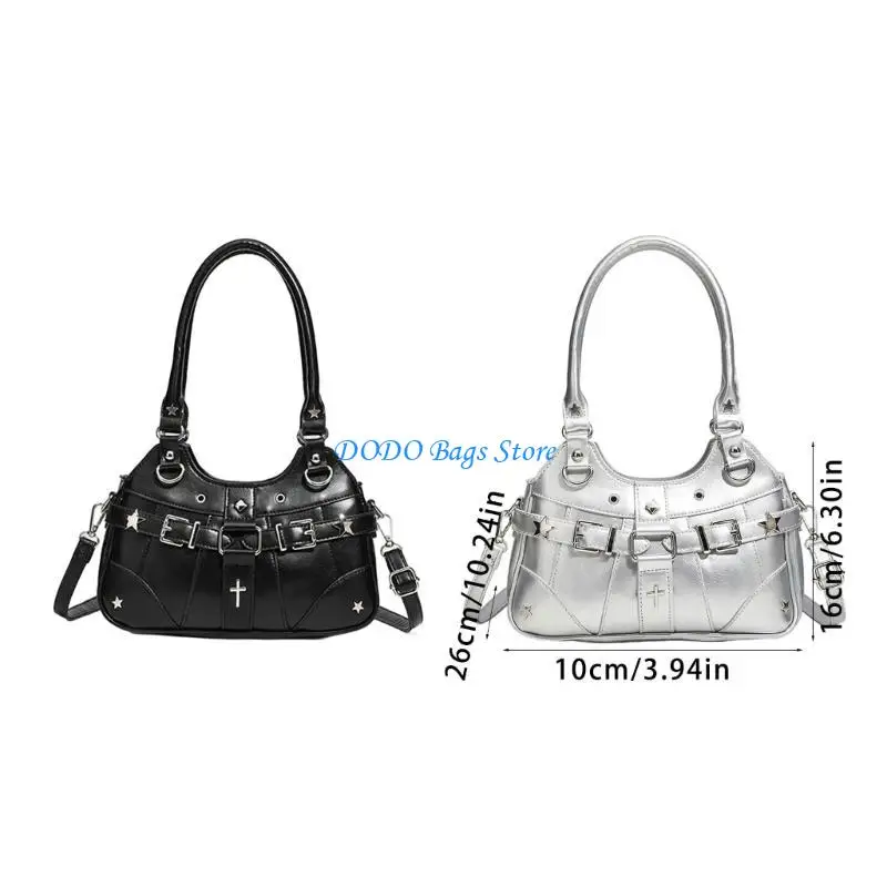 حقيبة كتف عصرية مع حزام قابل للتعديل من جلد البولي يوريثان، حقيبة يد ذات سعة كبيرة للمغامرات اليومية للنساء #6