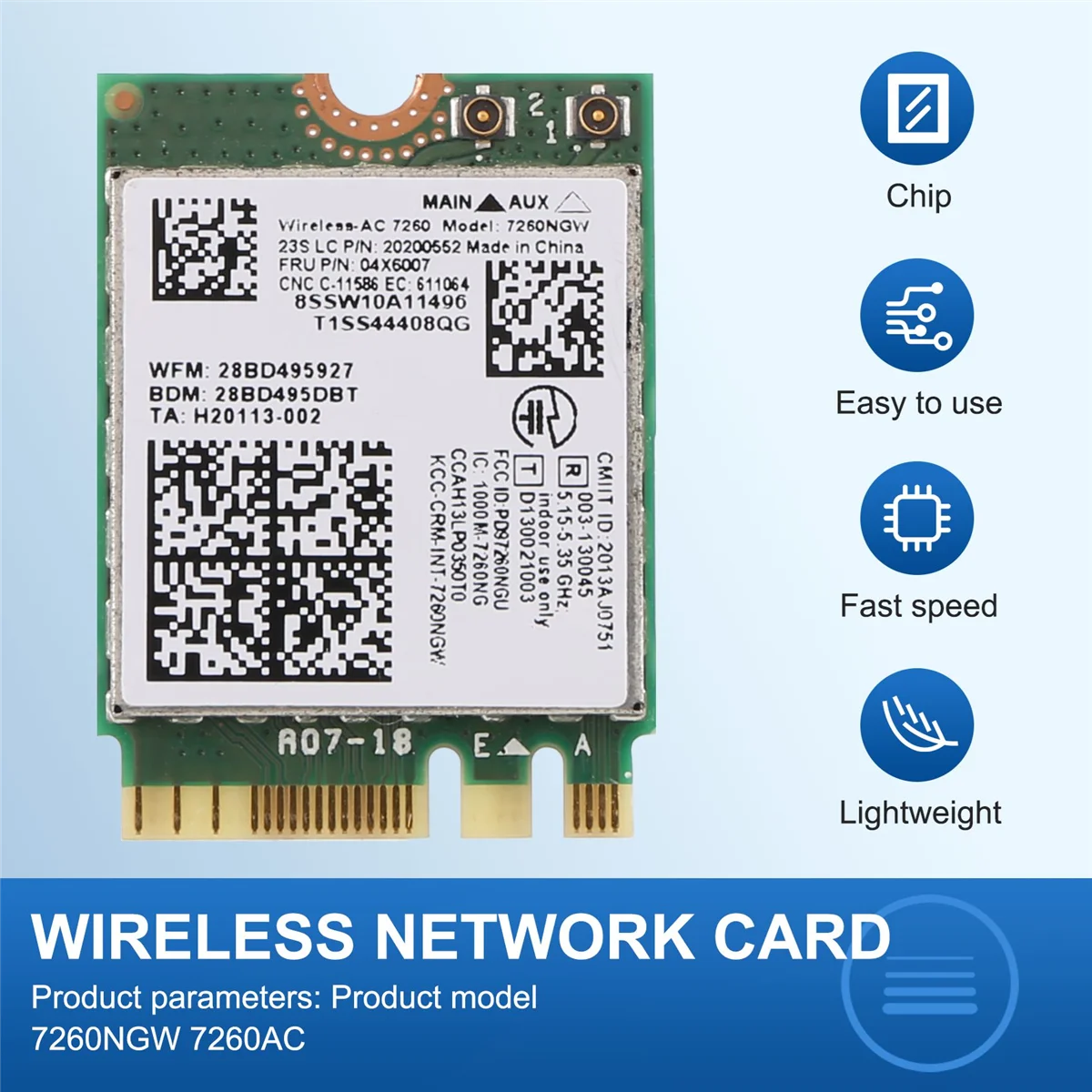 SMIEA レノボ T440 X240 Y40 Y70 Y50 7260AC ワイヤレスネットワークカード 4.0 Bluetooth 04X6007