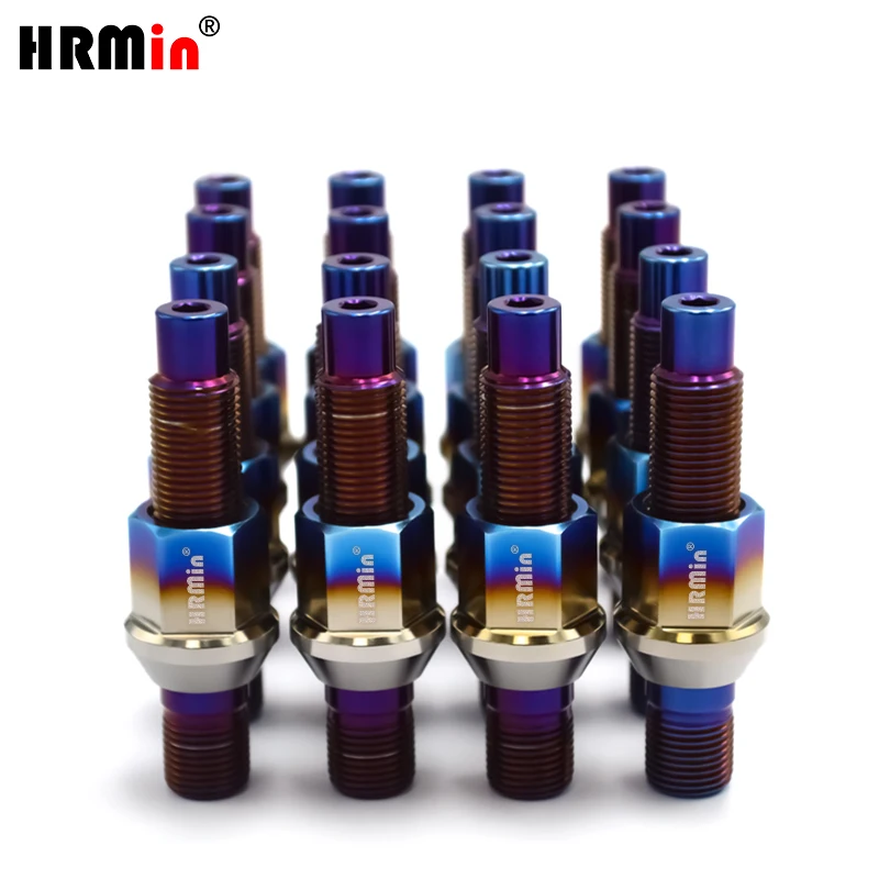 

HRMin 10.9 grade Gr.5 titanium 20pcs wheel stud M14*1.25*78mm with 20pcs wheel nut M14*1.25*27mm for BMW MINI Rolls-royces racin