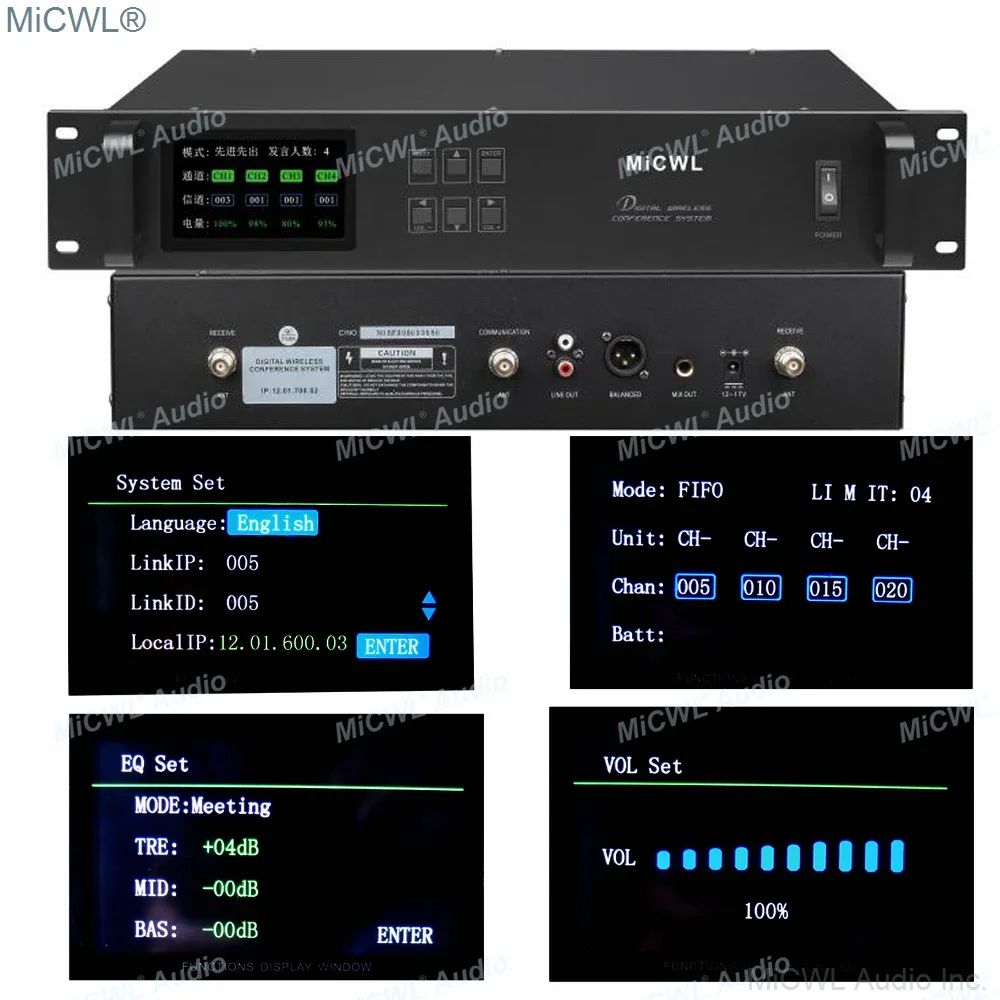 Genuine MiCWL 1 President and 59 Delegate Desktop Wireless Gooseneck Conference Microphone System A10M-A103