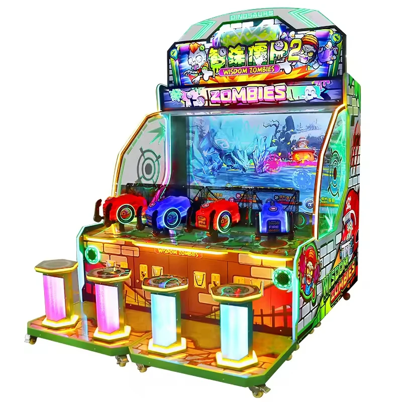 4-Player Ball Shooting Battle Arcade Game, Coin-Operated Commercial Kids Amusement Machine, Wisdom Zombies Hot Attraction