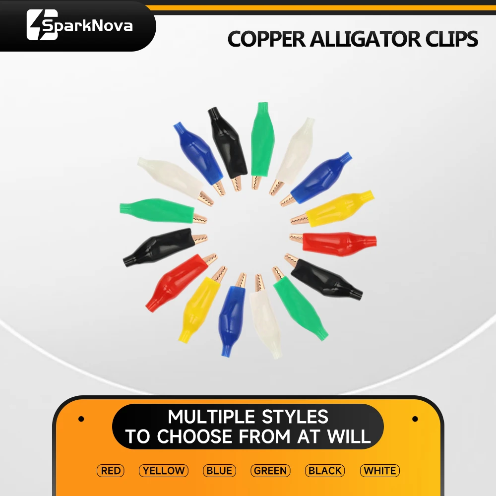 Copper Alligator Clips 35MM Black Red Blue Black Yellow Soft Plastic Coated Testing Probe Mini Crocodile Type Clips