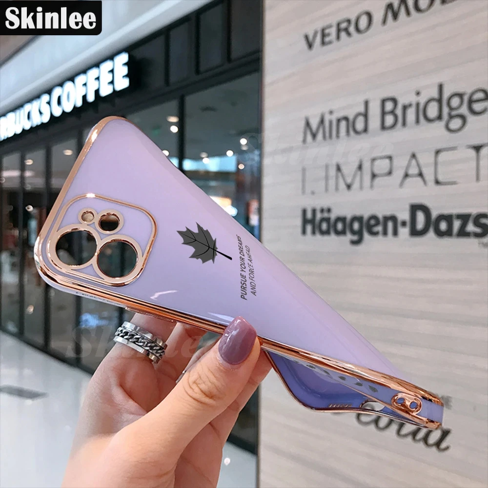 Skinlee For OnePlus Nord N30 SE 5G Case Plated Bezel Maple Leaf Pattern Silicone Cover For Oneplus Nord N30 N20 SE Back Coque