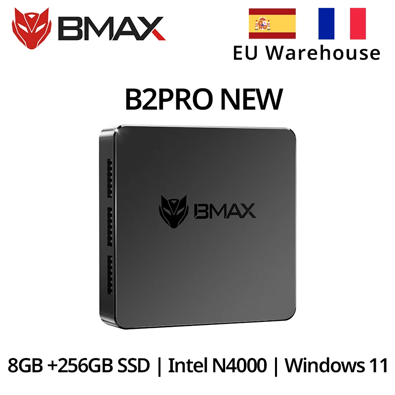 BMAX B2 Pro Mini Pc Computer Windows 11 PRO All In One HDMI Intel N4000 8GB RAM 256GB SSD Intel UHD Graphics 600 HDMI USB