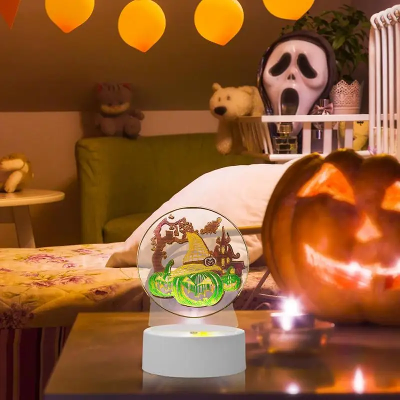 Night Lamp Painted Children Bedside Painted Night Lamp 3D Effect Parent-Child Interactive Toy Halloween Seasonal Decorations For