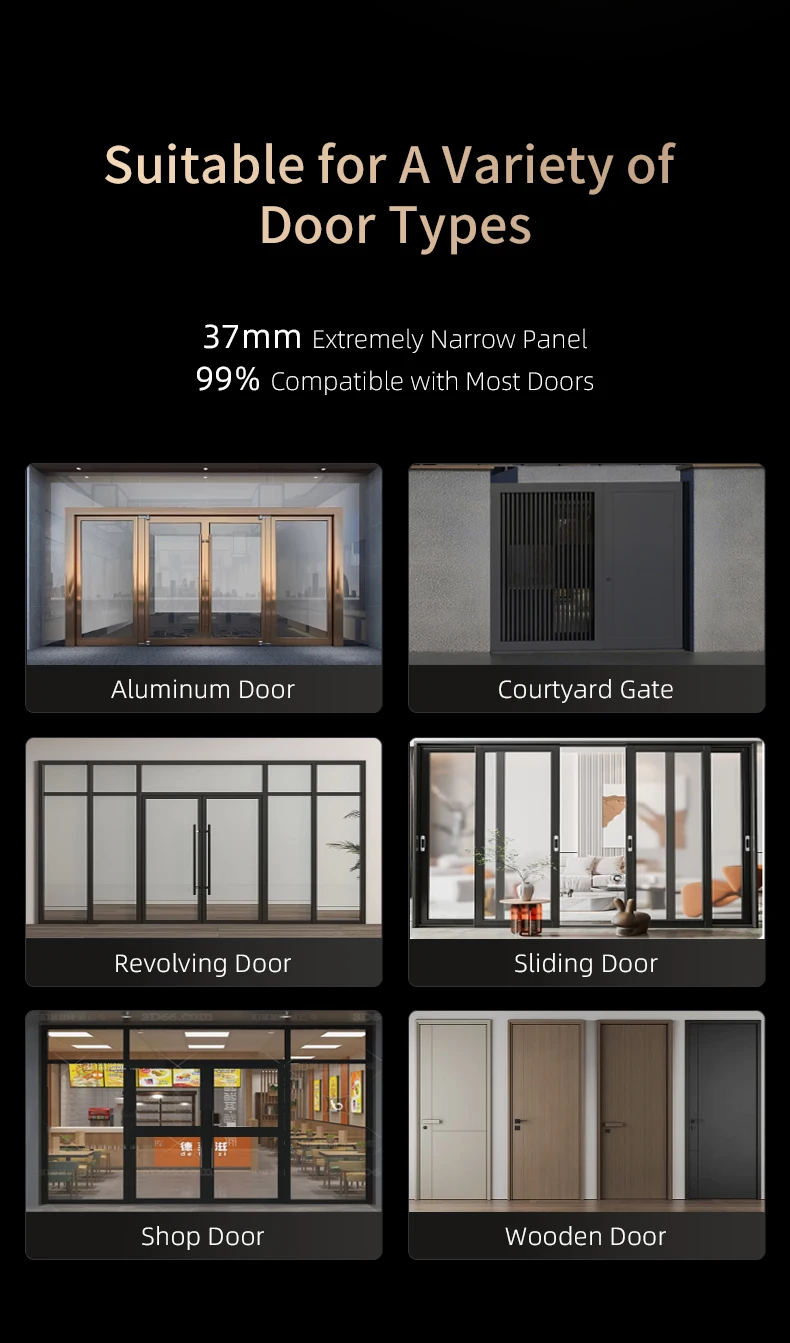 Tuya WiFi Electronic Smart Door Lock 3D Face Palm Vein Password Key Fingerprint Aluminum Sliding Door Waterproof Outdoor