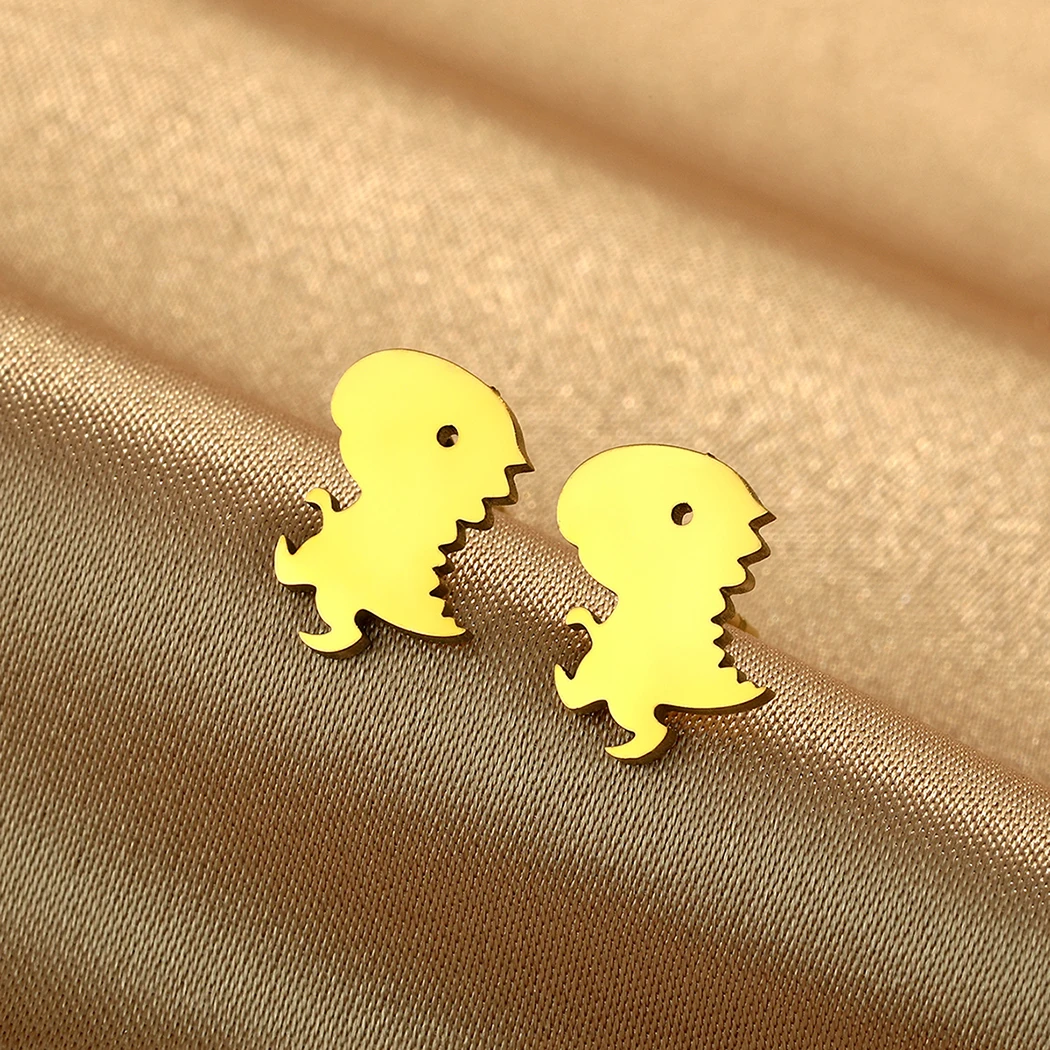 CHENGXUN Stainless Steel T Rex Stud Earrings Stocking Stuffer T Rex Earrings Cute Dinosaur Jewelry for Men and Women