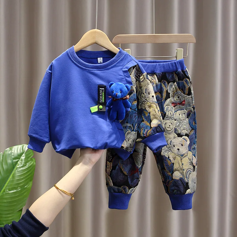 

Children’s Clothes Set for Toddler Boy Casual Sweatshirt Pants 2Pcs/sets Autumn Fashion Costume Cartoon Baby Boys Outfit 2-10Y