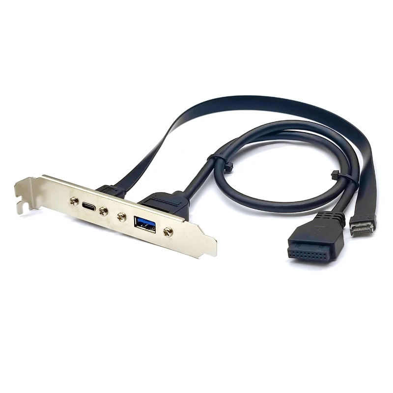 50cm USB 3.2 Front Panel Header 20Gbps USB3.2 Gen2*2 Type C to Type-E 5Gb USB3.0 to 19Pin Connector Extension Cable with Bracket