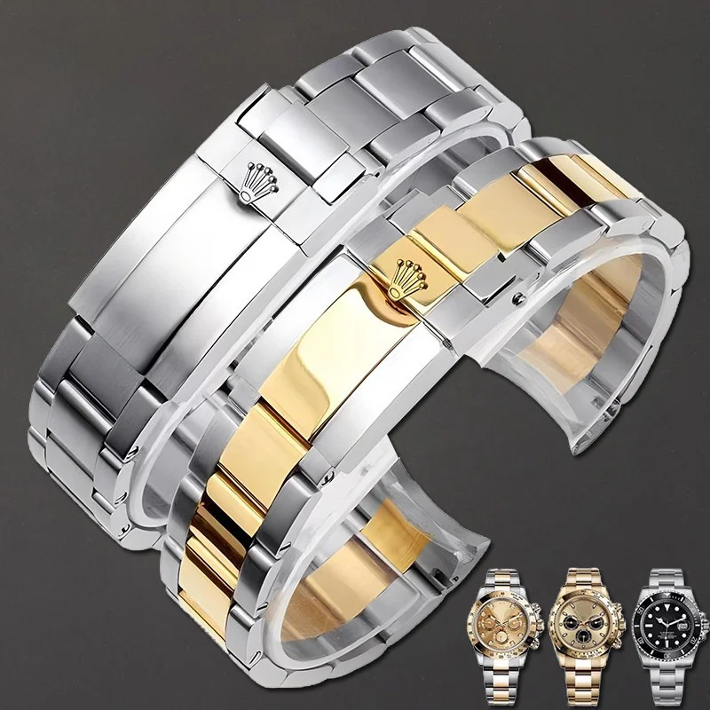 

Stainless Steel Watch Bracelet Original Quality Crown Logo Electroplated 18K Gold Original Interface 904L Stainless Steel