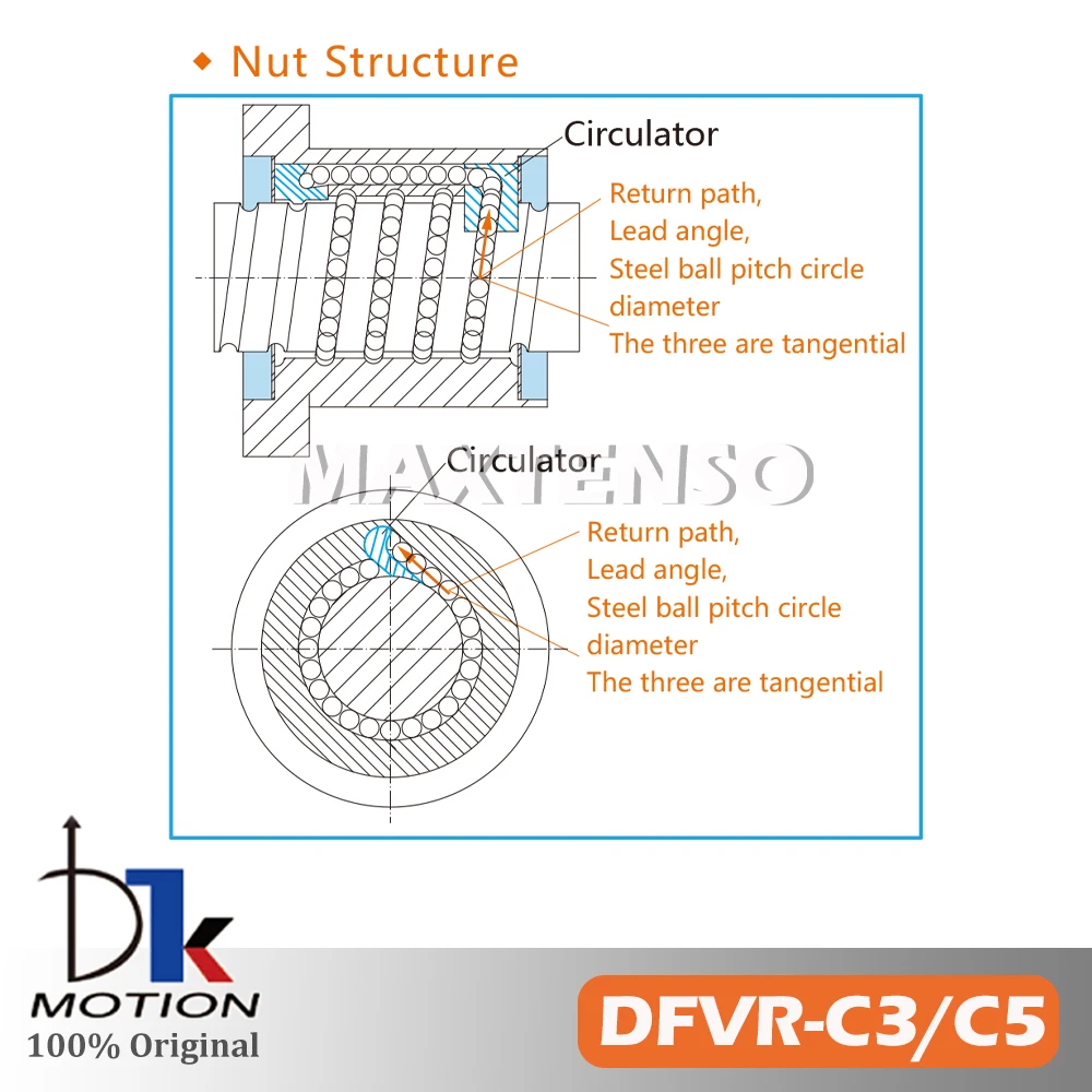 DTK DFVR3210 الأرض C3 C5 الكرة اللولبية R32 الرصاص 10 مللي متر OFU DFU مزدوجة الجوز عالية الدقة شفة عالية السرعة منخفضة الضوضاء Heay تحميل طحن