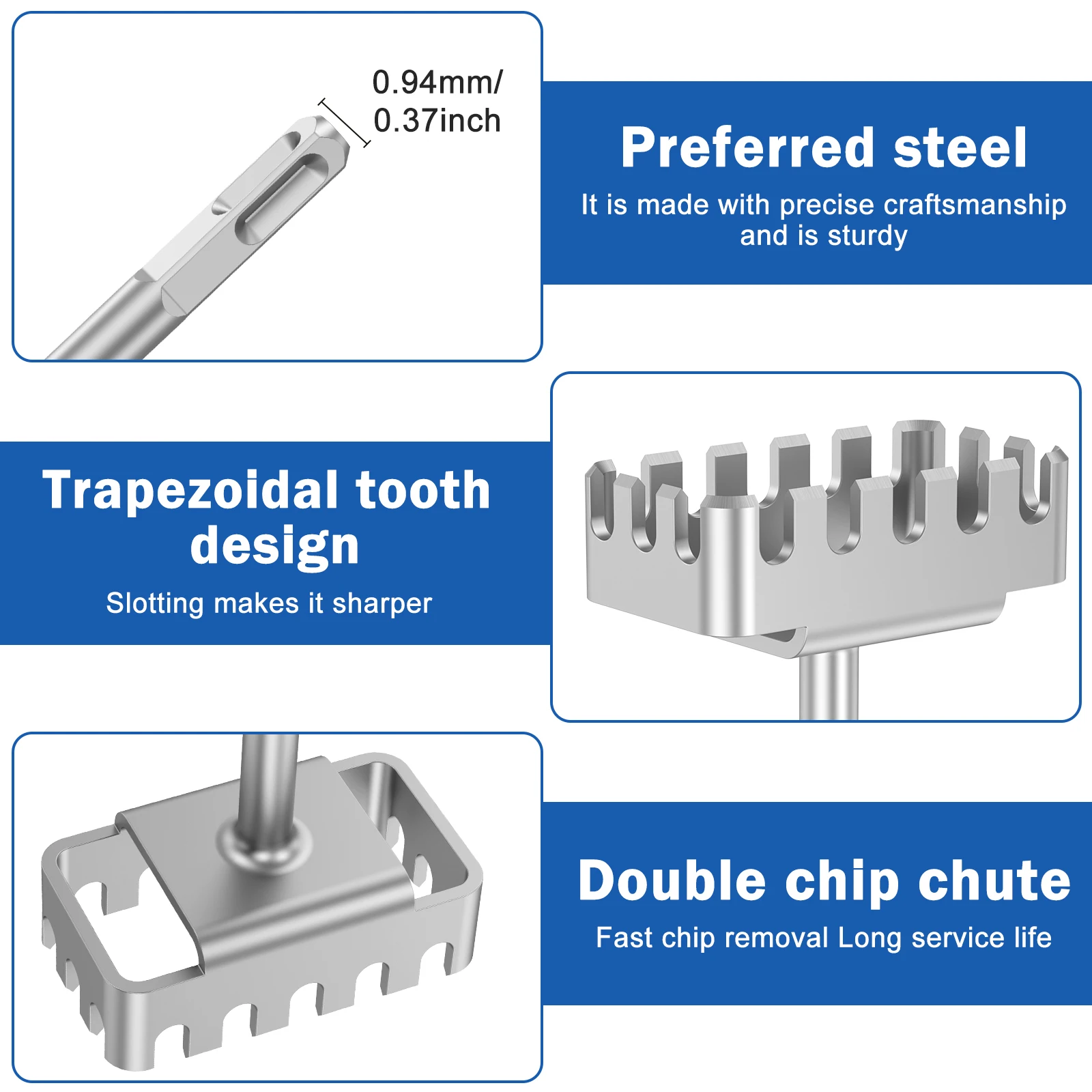 Square Hole Opener for SDS Plus Rotary Hammer Fast Wall Square Hole Puncher for Electrical Box Wall Slotting Installation Socket