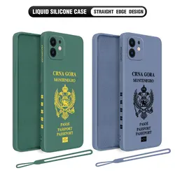 Custodia per telefono passaporto Montenegro per iPhone 15 14 13 12 11 Pro Max Mini X XR XSMAX SE 8 7 6S Plus Cover morbida in Silicone liquido