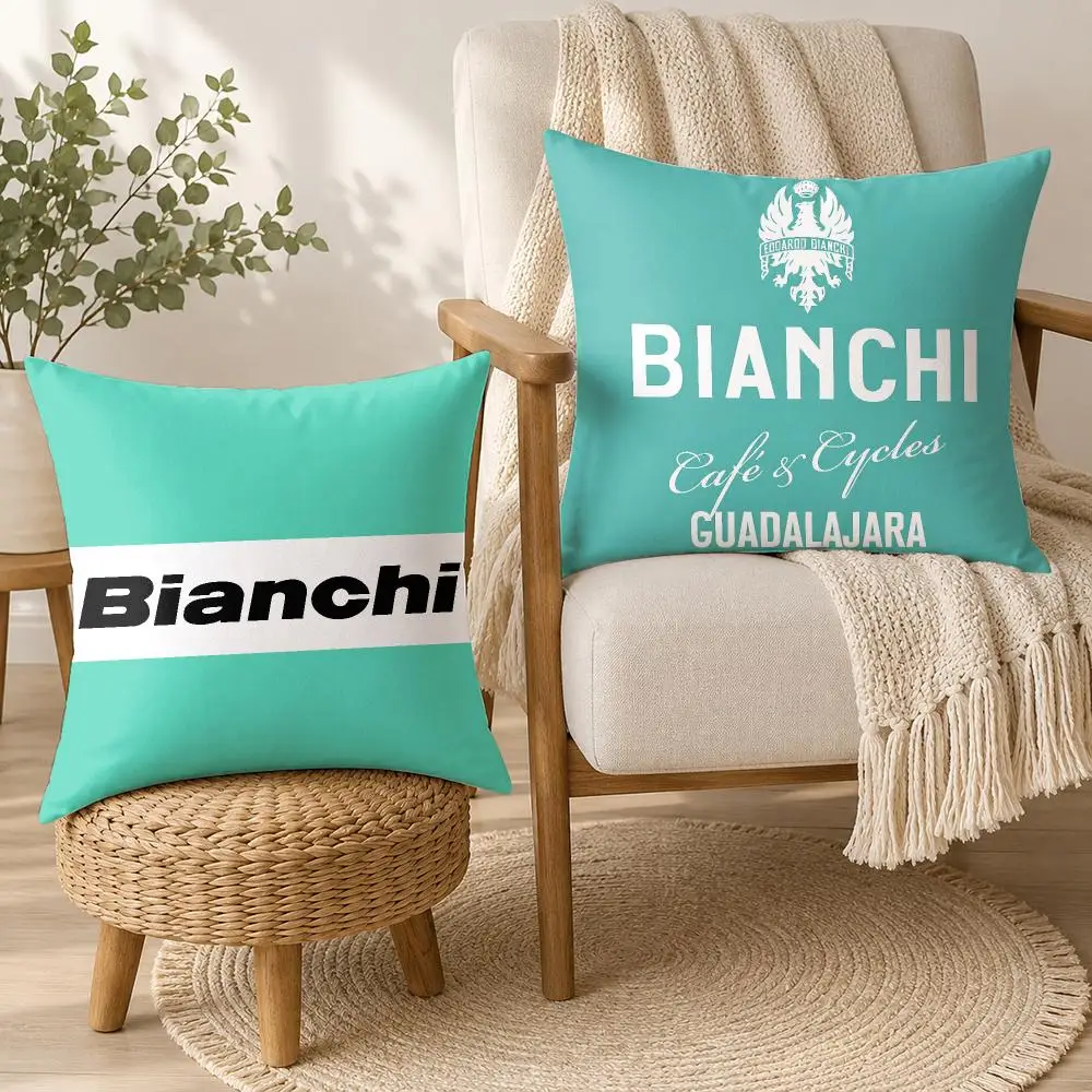 Luxury B-Bianchi Logo Cushion Cover Square Decorative Throw Pillow 40x40cm For Sofa Bedroom Living Room Home Decor