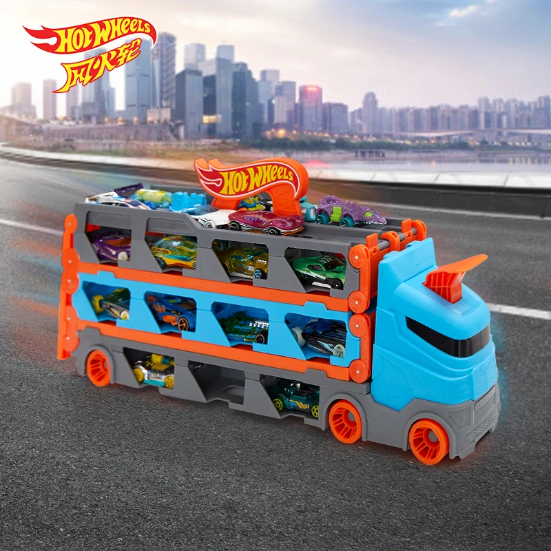

Authentic Spot Wind And Fire Wheel City Racing Transport Truck, Container Truck, Hot Sports Car, Storage, Sliding, Ejection Toy
