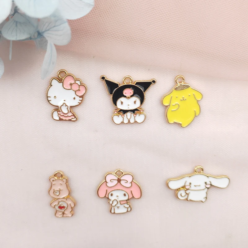 10PCS Cartoon Animal Alloy Accessories Kulomi Jewelry Charm DIY Handmade Pendant Keychain Pendant