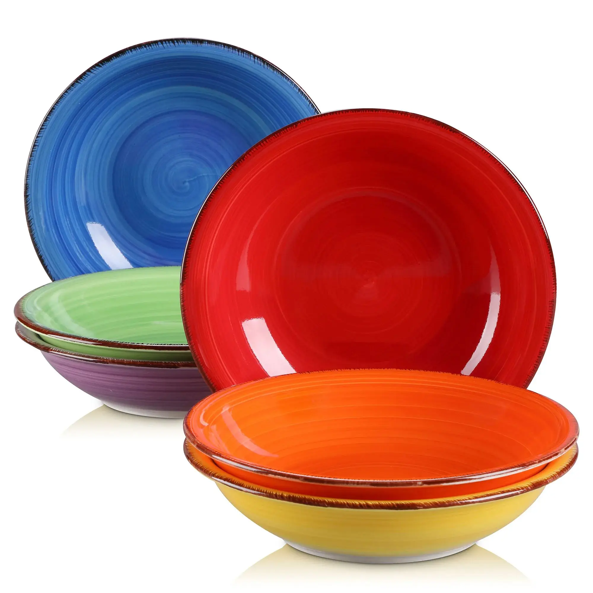 Vancasso Bonita Multicolour Pasta Soup Bowl Set 8.5 inch Ceramic Soup Plate, Stoneware Dinnerware Tableware, 550 ml Ramen Bowl