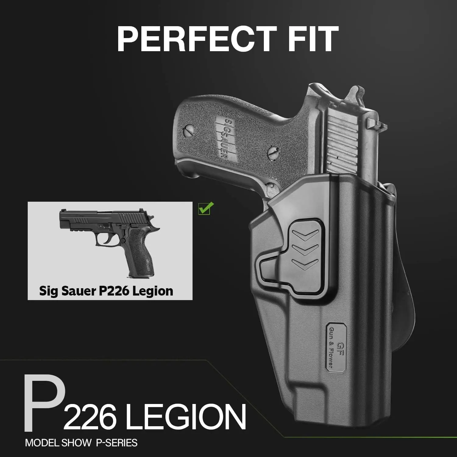 

Кобура для весла OWB, совместимая с Sig P226, внешний пояс для переноски, выпуск указательного пальца/регулируемая нержавеющая сталь, правая рука