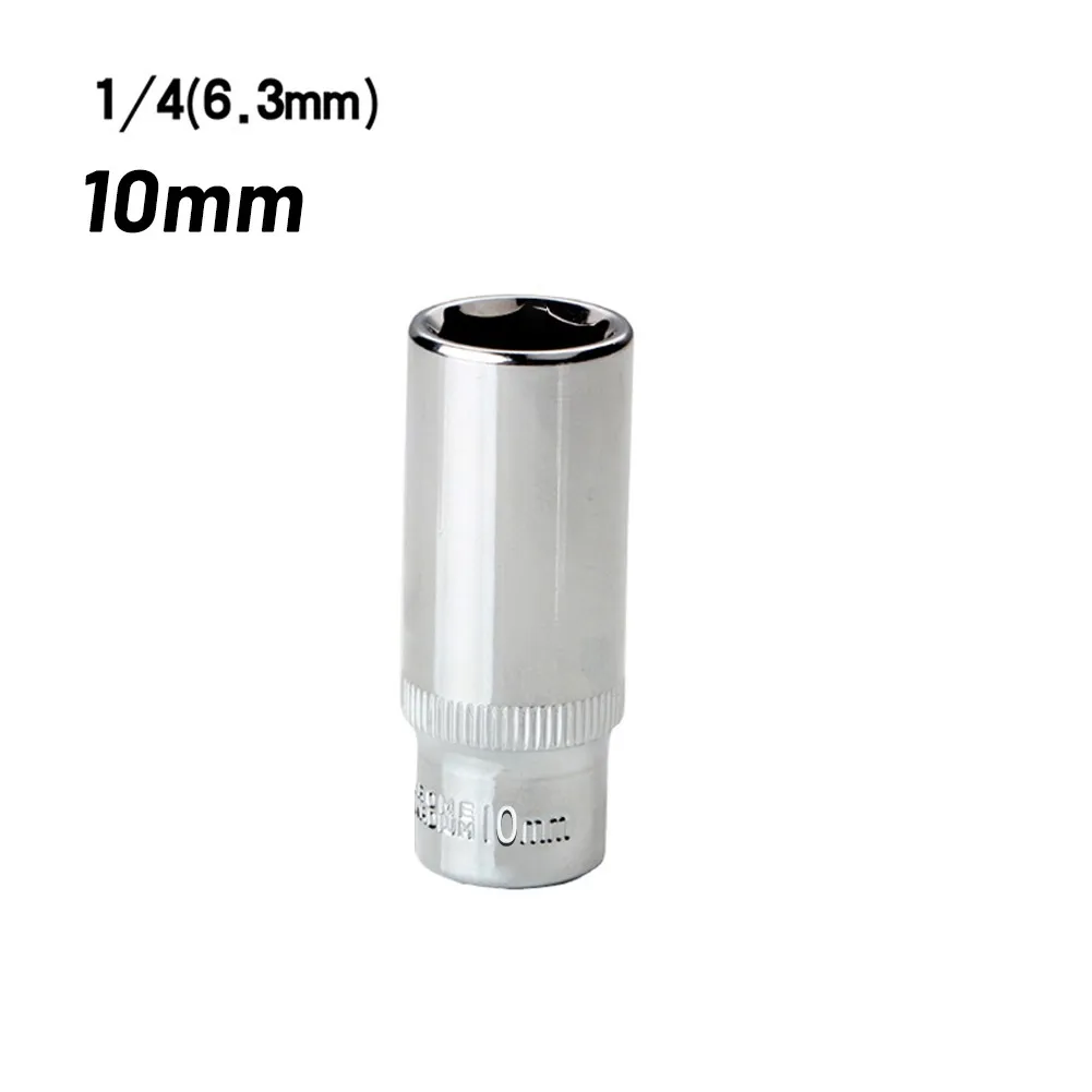 1/4 นิ้วชุดซ็อกเก็ตอะแดปเตอร์สแควร์ 6 จุดไดรฟ์ 10 มม.ลึก SOCKET ATTACHMENT แรงบิด Spanner RATCHET สําหรับซ็อกเก็ตประแจเครื่องมือ