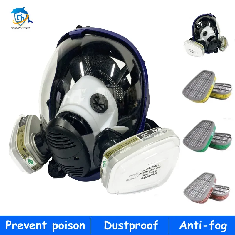 15 in 1 chemical gas mask 6800 dust respirator anti fog full face mask for industrial acid gas, welding spray paint insecticide