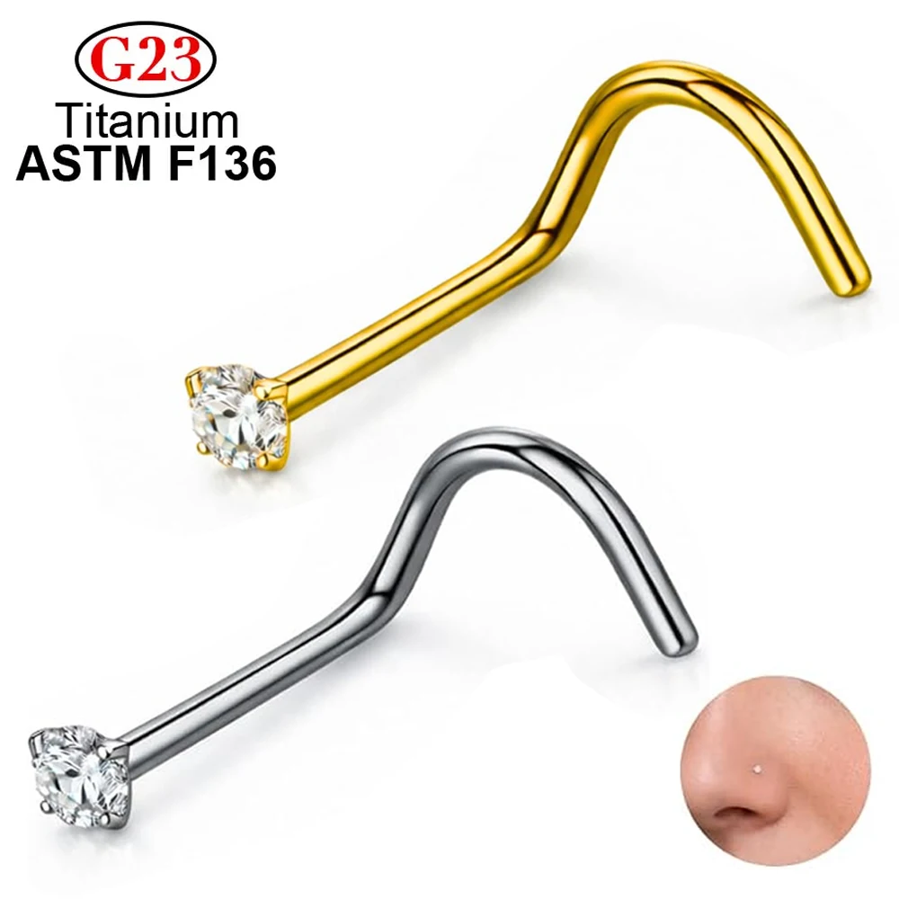 1/5/10Pc ASTM F136 CZ Zircon Nose Studs Gold Silver Nose Nails for Woman Girls Body Piercing Part Jewelry Gift 2.0 2.5 3.0mm 20G