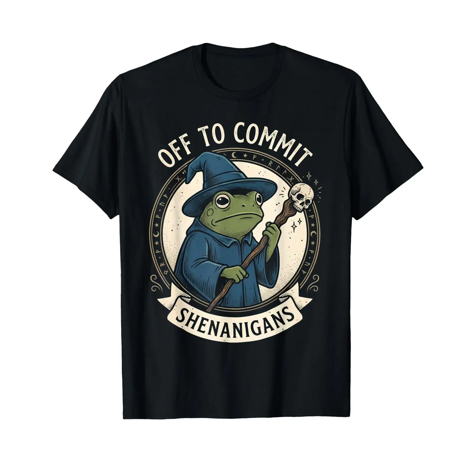 Off to Commit Shenanigans Wizard Frog T Shirt vintage Washed Casual fashion Stretched streetwear designer clothes Stylish
