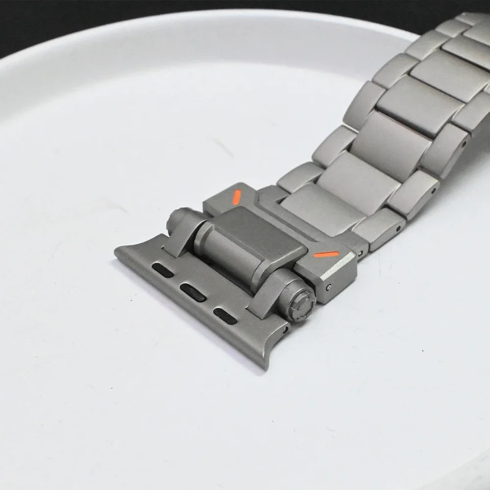 สายข้อมือโลหะไทเทเนียมผู้ชายสำหรับสายคาด Apple Watch อัลตร้า2 49มม. 45มม. 44มม. 42มม. สายรัดหรูหรา iWatch Series 9 8 7 6 5 4 SE 3
