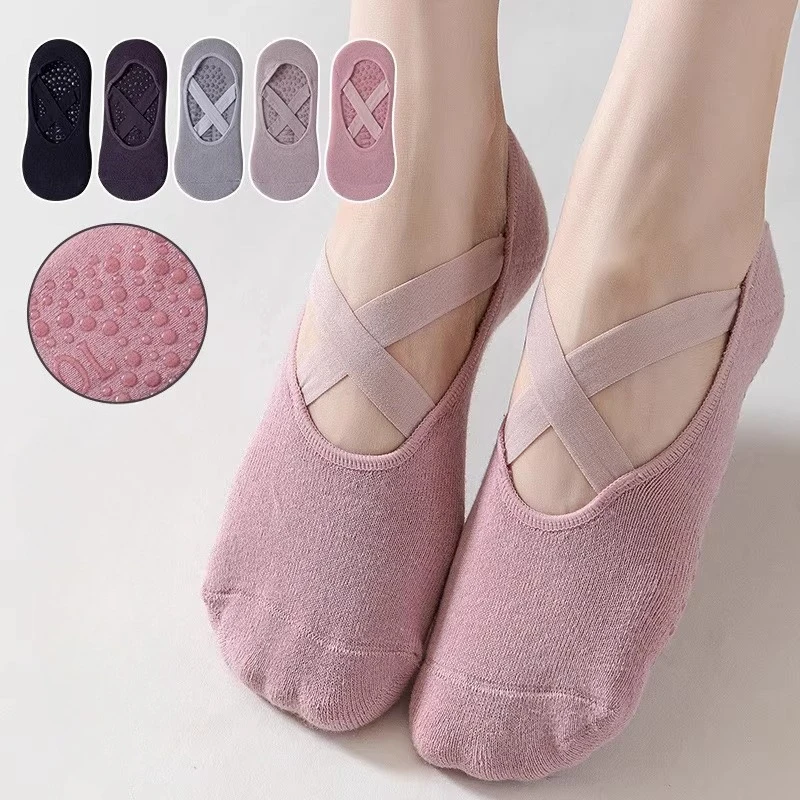 

Носки для йоги, силиконовые нескользящие профессиональные носки для пилатеса, женские дышащие повязки с открытой спиной, хлопковые домашние спортивные носки для танцев