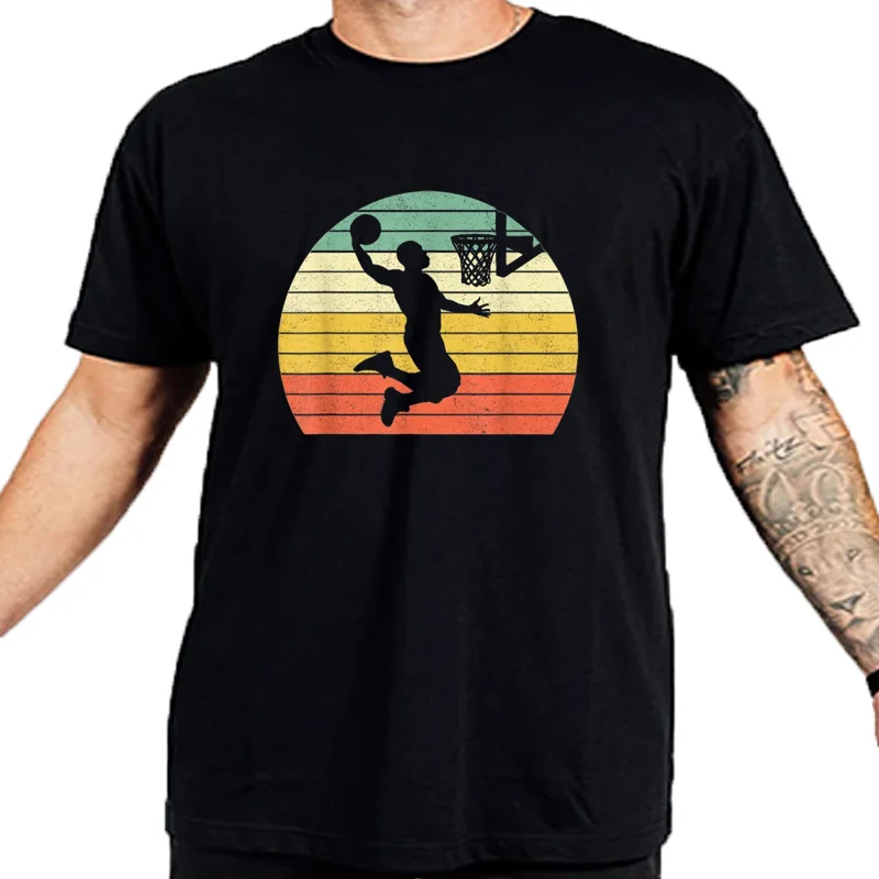 T-shirt de basket-ball rétro pour hommes, chemise Dunk, coloré, vêtements pour garçons, t-shirts graphiques